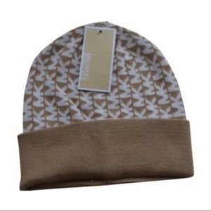 Michael Kors MK Logo Camel Cream Beanie